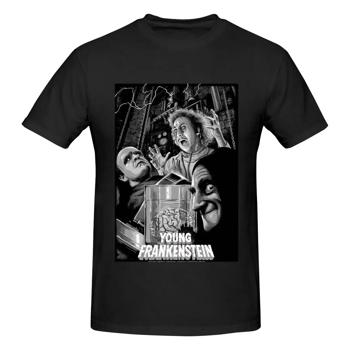 مضحك الشباب فرانكنشتاين فيلم الرعب هدية تي شيرت رجالي مطبوعة بلايز فضفاضة ونحيفة تناسب المرأة تي شيرت #1
