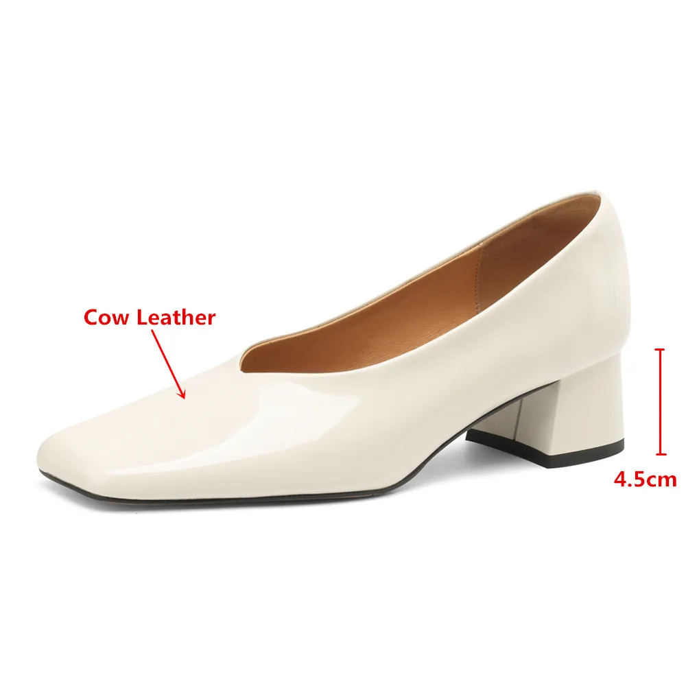 MILI-MIYA New Arrival Asymmetrical Design Women Cow Leather Pumps Square Toe Thick Heels Solid Color Office&Career Shoes