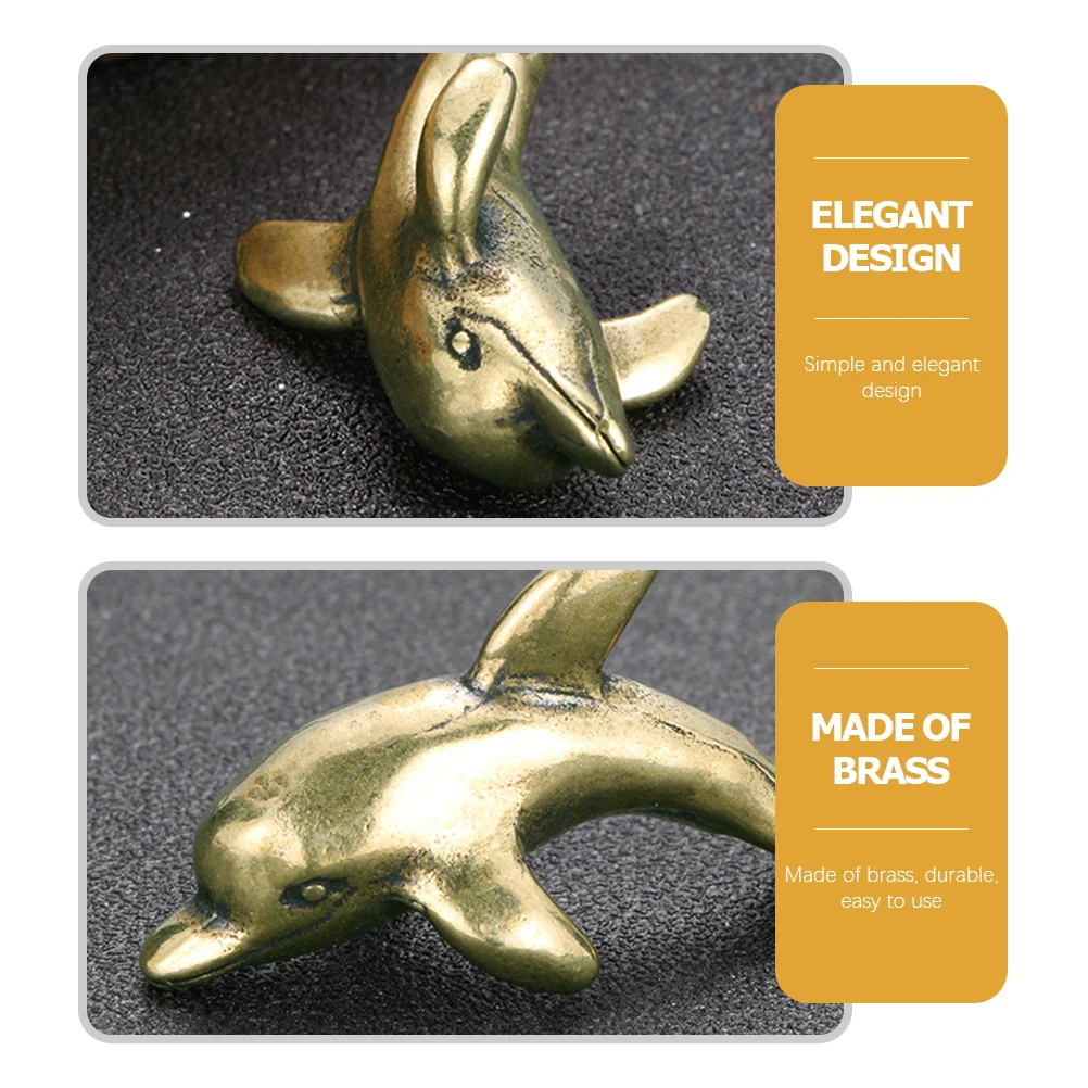 

Brass Dolphin Golden Retro Design Home Decor Desktop Adornment Mini Statue Tabletop Ornament Brass Craft Dolphin Decor