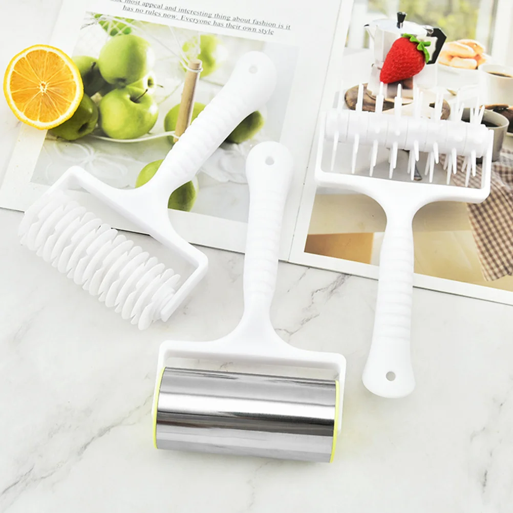 

3Pcs Pizza Tools Kit Waterproof Dough Roller Pizza Hole Puncher Handle Roller Kitchen Gadget Pastry Needle Wheel