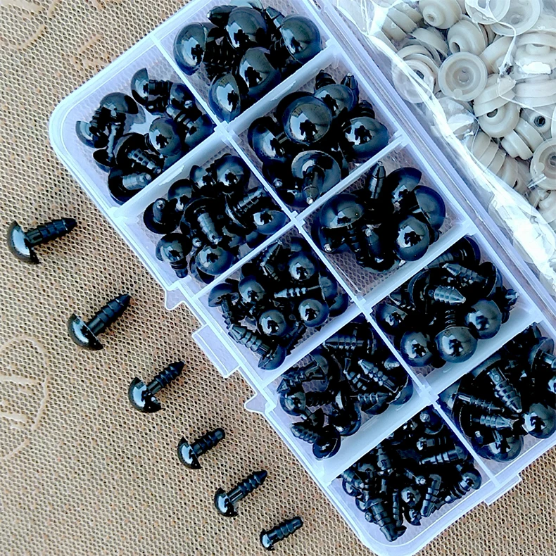 100 stücke 6-12mm Schwarz Kunststoff Sicherheits Augen Für Spielzeug Puppe Handwerk Teddybär Puppen Weiche Spielzeug, der Tier Amigurumi Zubehör – Detail 3