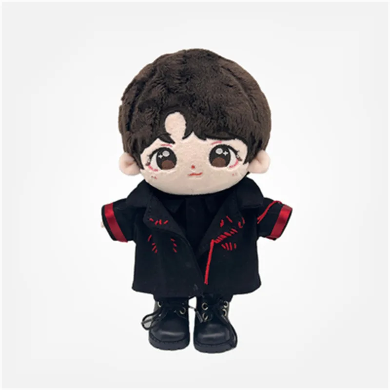 Black Overcoat Set for 20CM Cotton Stuffed Doll The Same as Star HK Mirror Clothing DIY Doll Clothes Accessories