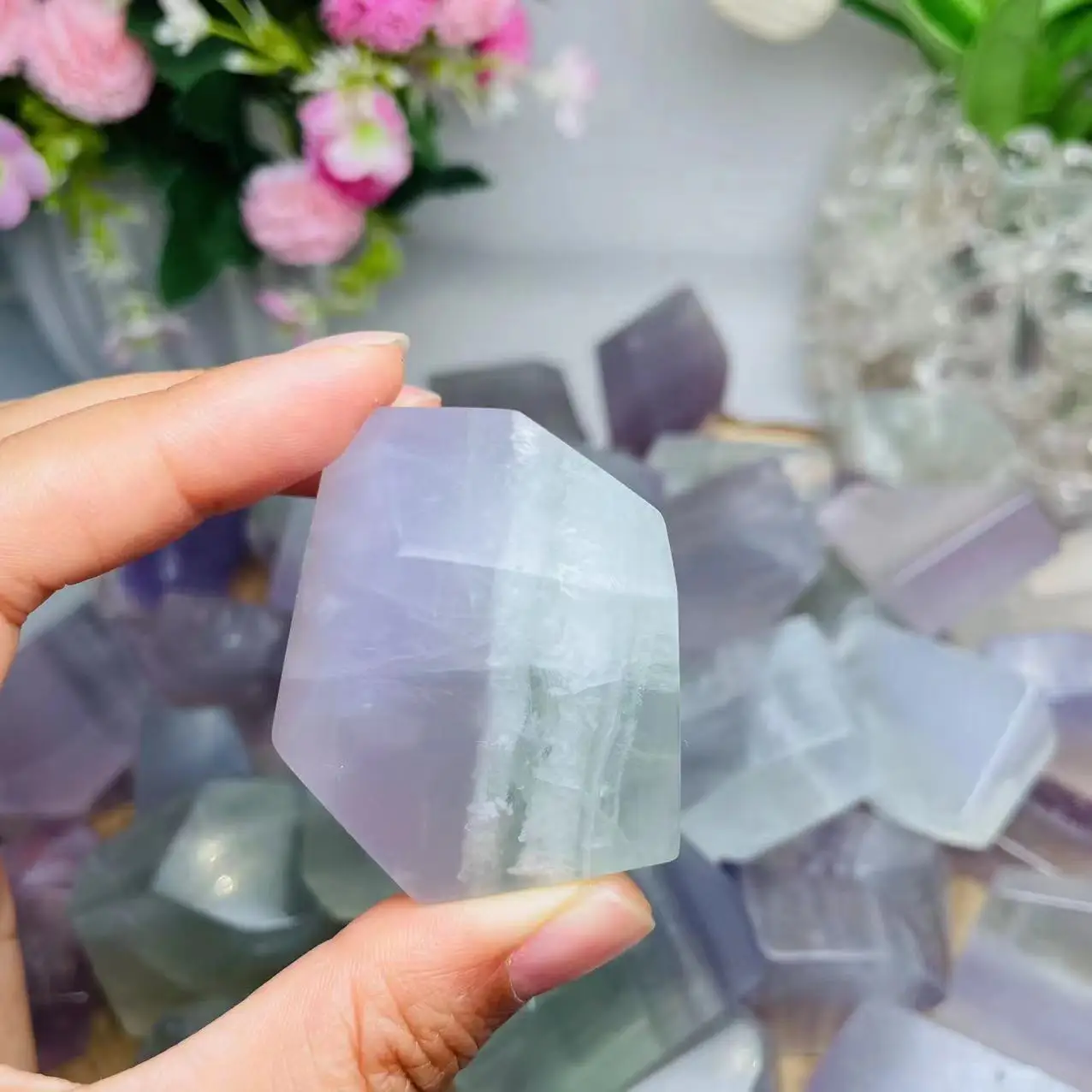 1pc Natural Crystals Healing Gemstone Lavender Fluorite Free Form Crystal Raw Stone view 4