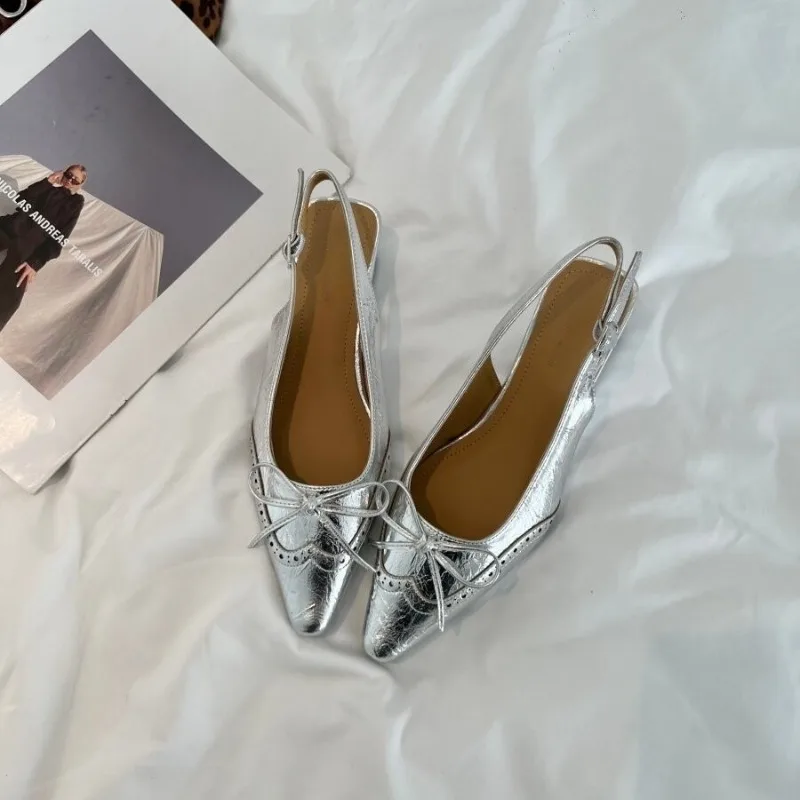 

Women Pointed Toe High Heeled Sandals Summer New Sexy High Heels Slingback Shoes Bow Elegant Party Dress Shoes Woman Pumps