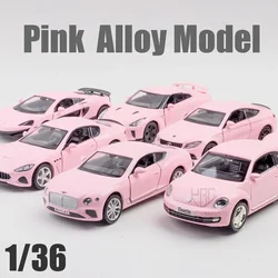 1/36 Miniature Pink Series Alloy Diecast Car Model Toys Simulation Automobile Children's Girl Boy Toys Kids Gifts