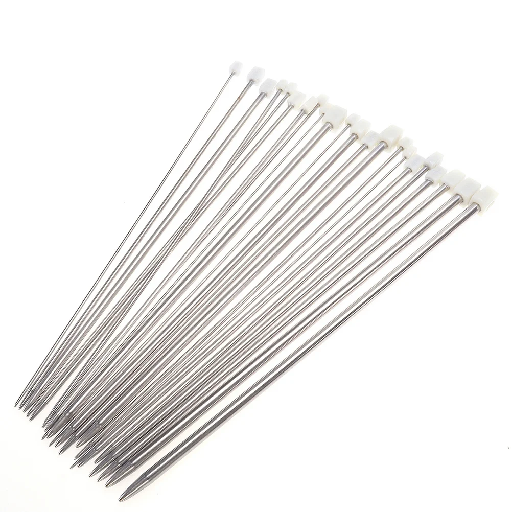 

11Pairs Stainless Steel Knitting Needles 2-8Mm 36Cm Straight Single Pointed Yarn Weaving Tools for Crochet Sweater Lightweight