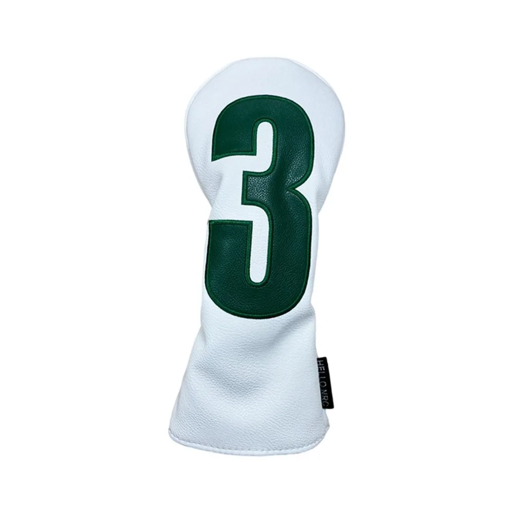 1 3 5 U Golf Head Cover PU Leather Embroidered Golf Club Protector Black White Number Print Wood Headcover Hybrid UT