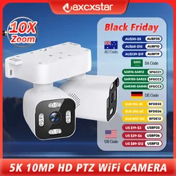 10mp 5K Outdoor Wifi Ptz Camera 10x Zoom Dual Lens Ai Auto Tracking Surveillance Ip Camera Cctv Beveiliging