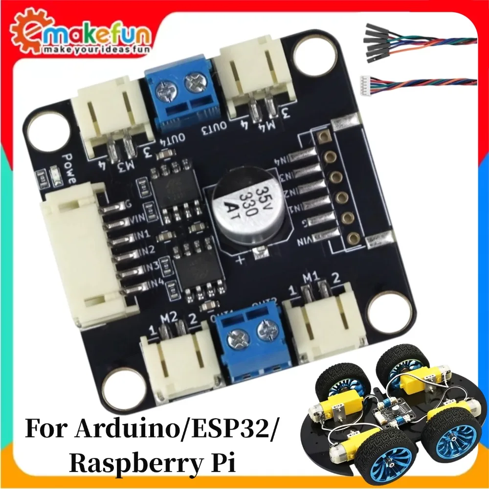 Kit de 4 Motores TT y Controladores para Arduino/ESP32/Raspberry Pi, 2 Canales RZ7899, Controla 4 Motores DC para L298N, Kit de Inicio para Coche Robótico DIY