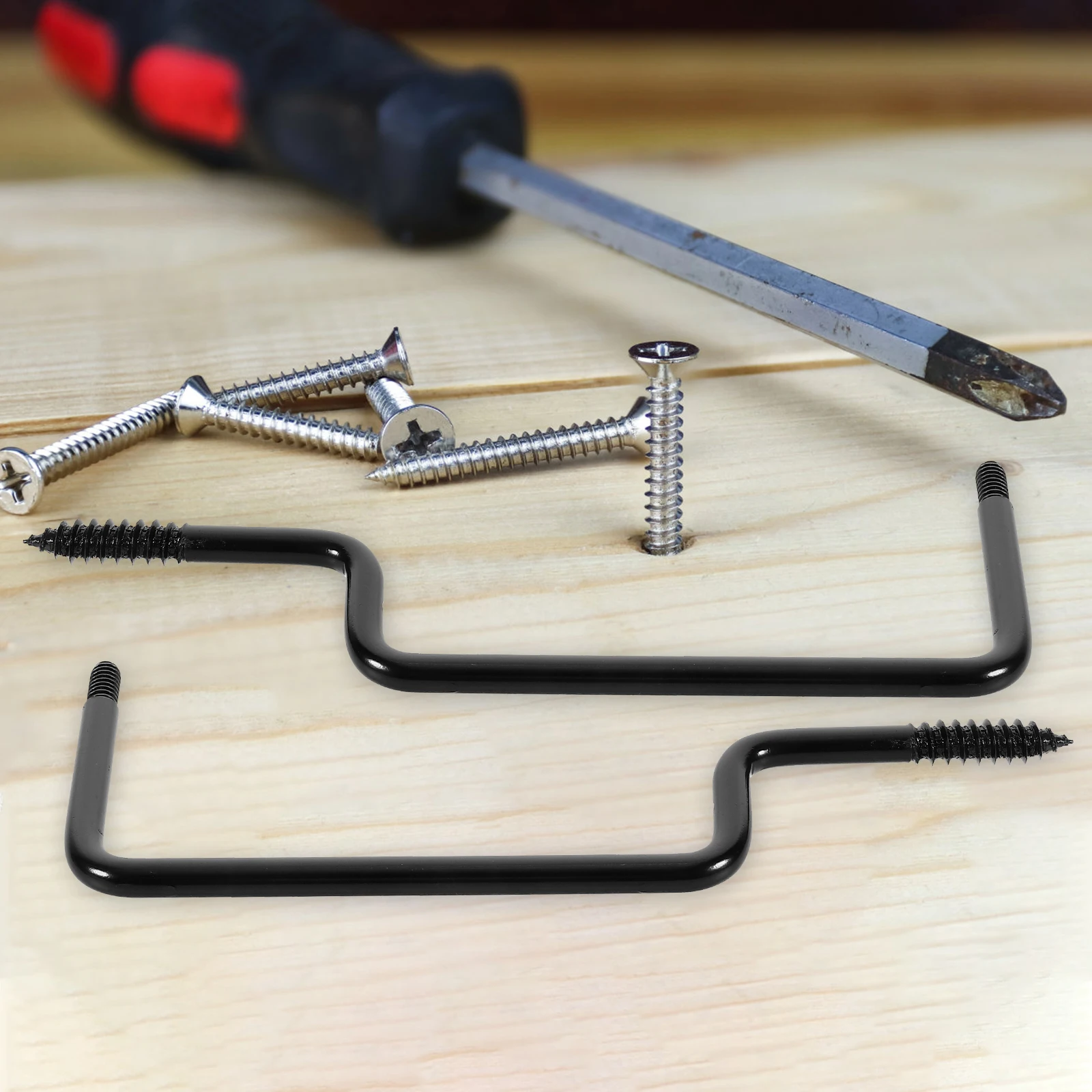 

2pcs 4.4inch Black Iron Hooks Outdoor Adjustable Bending Hooks Heavy Duty Planter Bracket Garden Yard Decor Storage