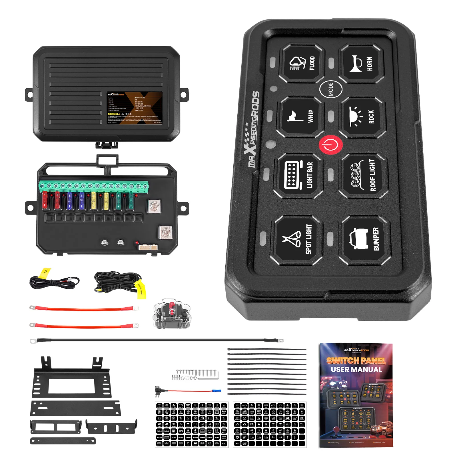 

Universal Touch Switch Panel For Pickup Camper Van 8 Gang RGB Backlight 4 Modes