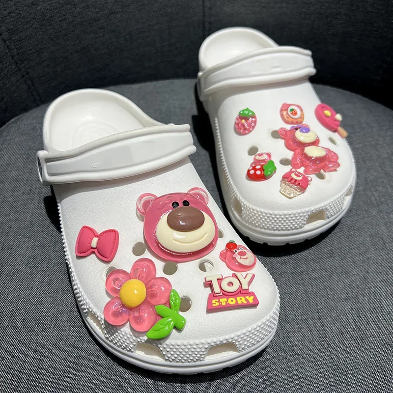 Potdemiel Disney Strawberry Bear Set Accessories Shoe Charms Buckle Set Cartoon Classic Character Kawaii DIY Charm Gift image 4