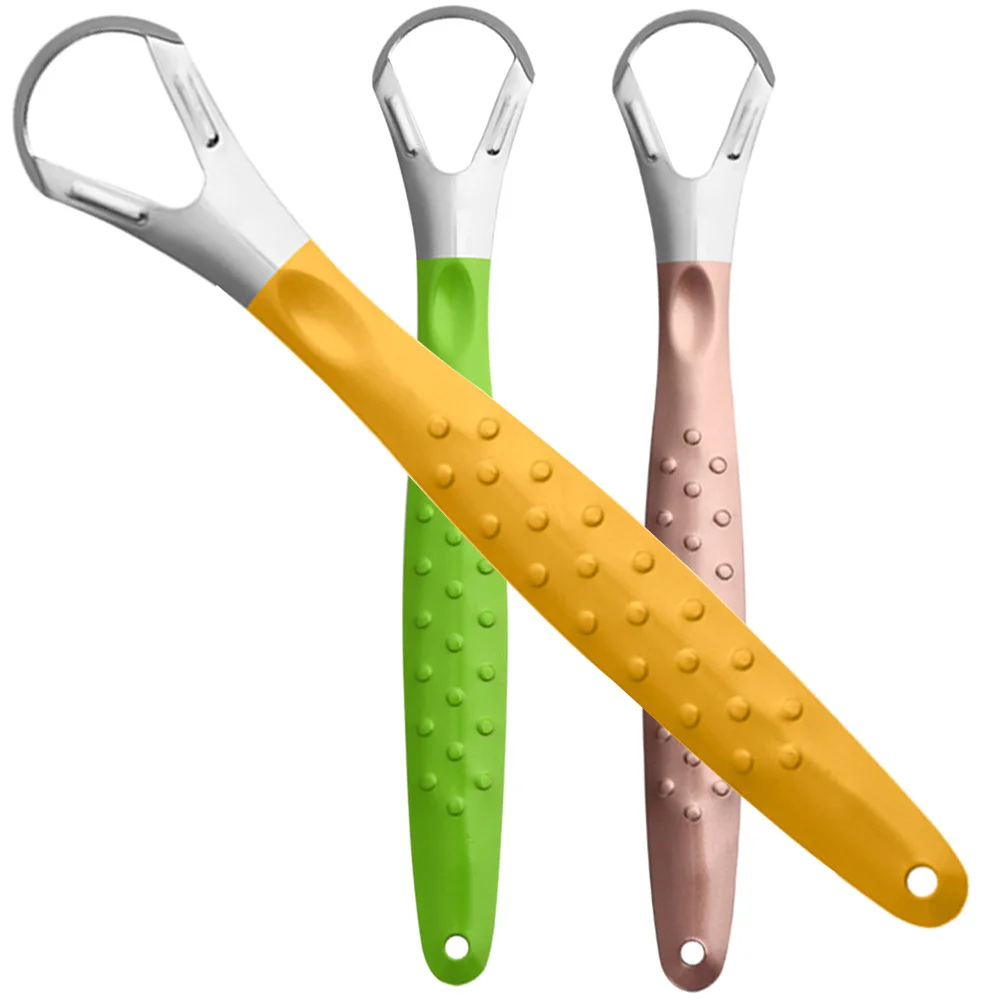 

3Pcs Tongue Scraper Metal Stainless Steel Adult Tongue Coating Cleaner Tool for Bad Breath Fresh Breath Cleaning