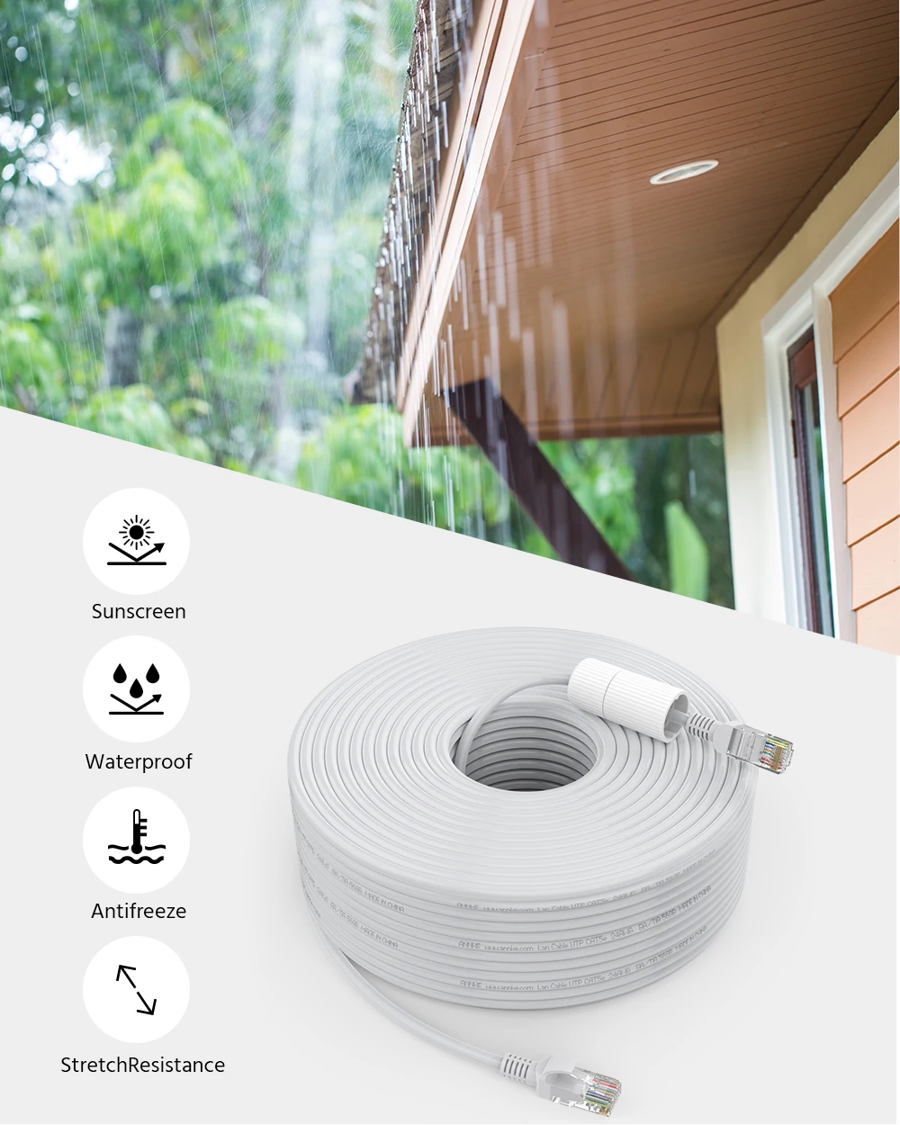 Annke สายเคเบิลเครือข่ายอีเทอร์เน็ต CCTV RJ45 100ft 30เมตรสายแลนสาย PoE สำหรับกล้อง IP POE NVR concatenon