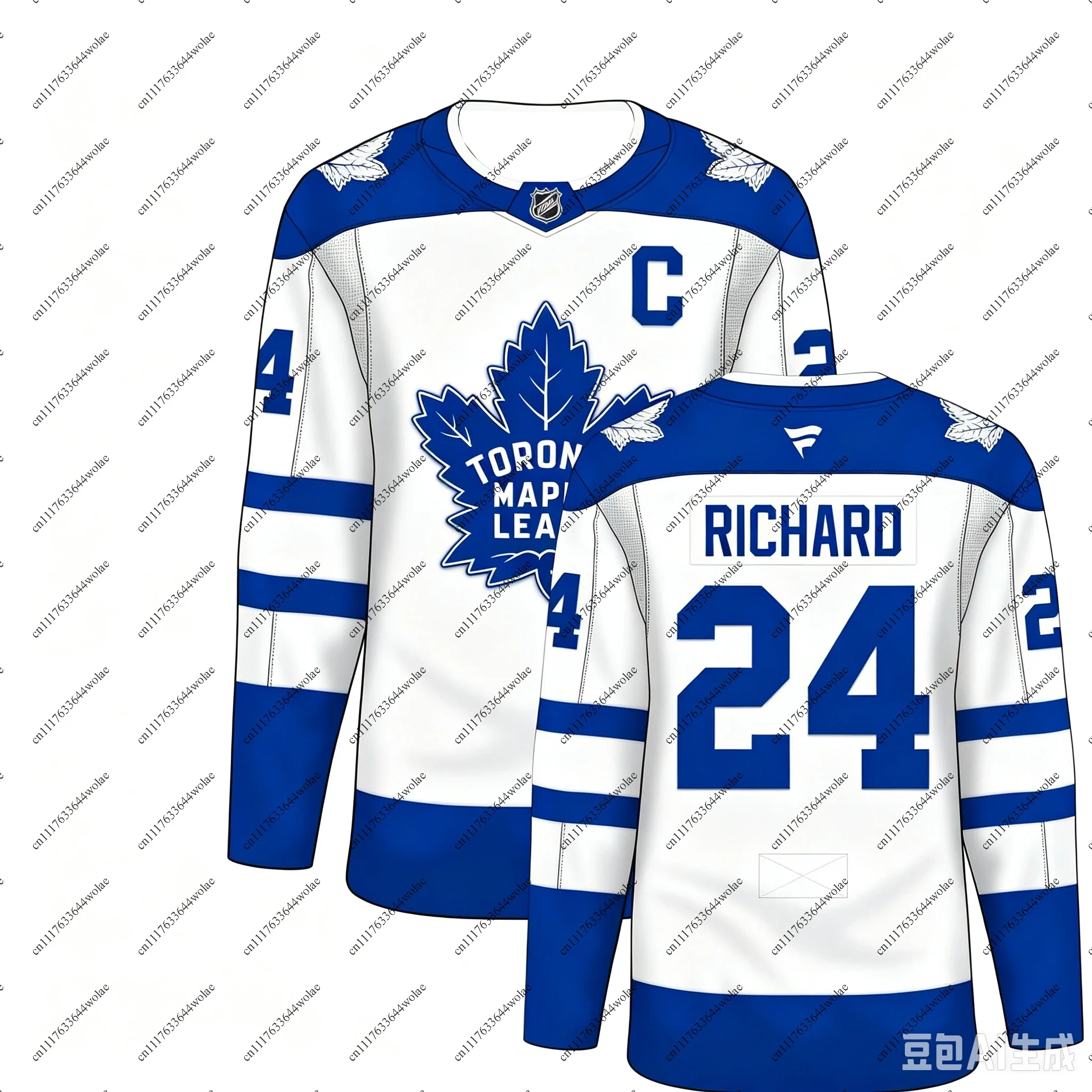 2026 Toronto Maple Leafs Custom Ice Hockey Jersey Breathable Quick Dry Performance Fabric with Maple Leaf Logo Print Number 24