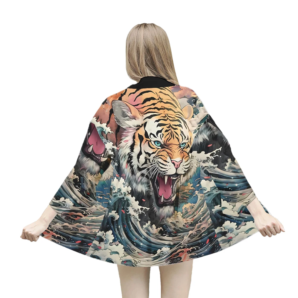 New Japanese Classic Tiger Graphic Kimono Men's Streetwear Cardigan Japanese Style Unisex Harajuku-style Vacation Beach Yukata