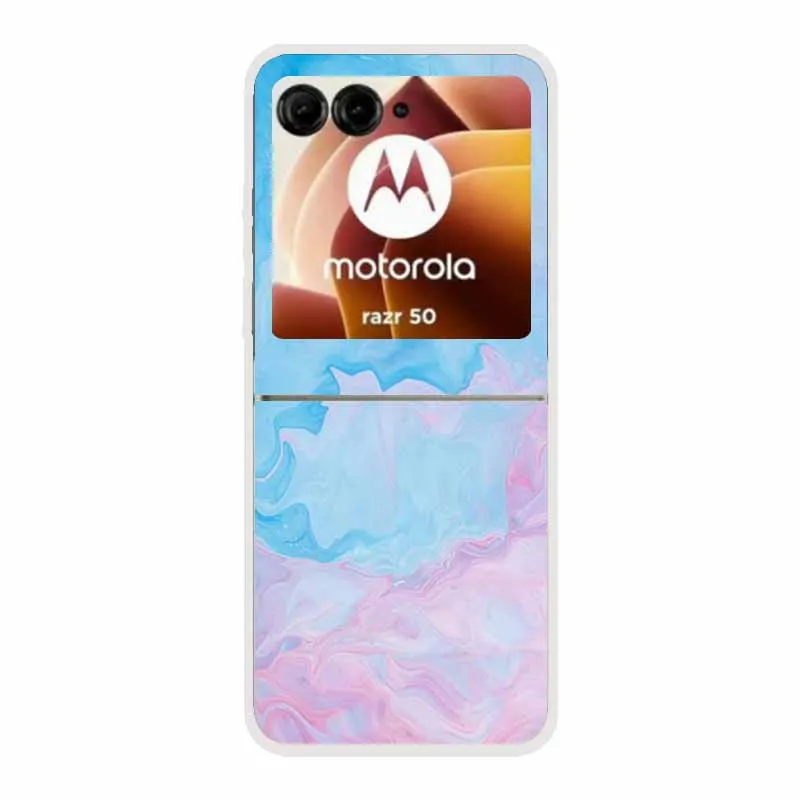 For Motorola Razr 50 Ultra Case Marble Hard Plastic PC Back Cover Phone Cases For Motorola Moto Razr50 5G 2024 Transparent Funda