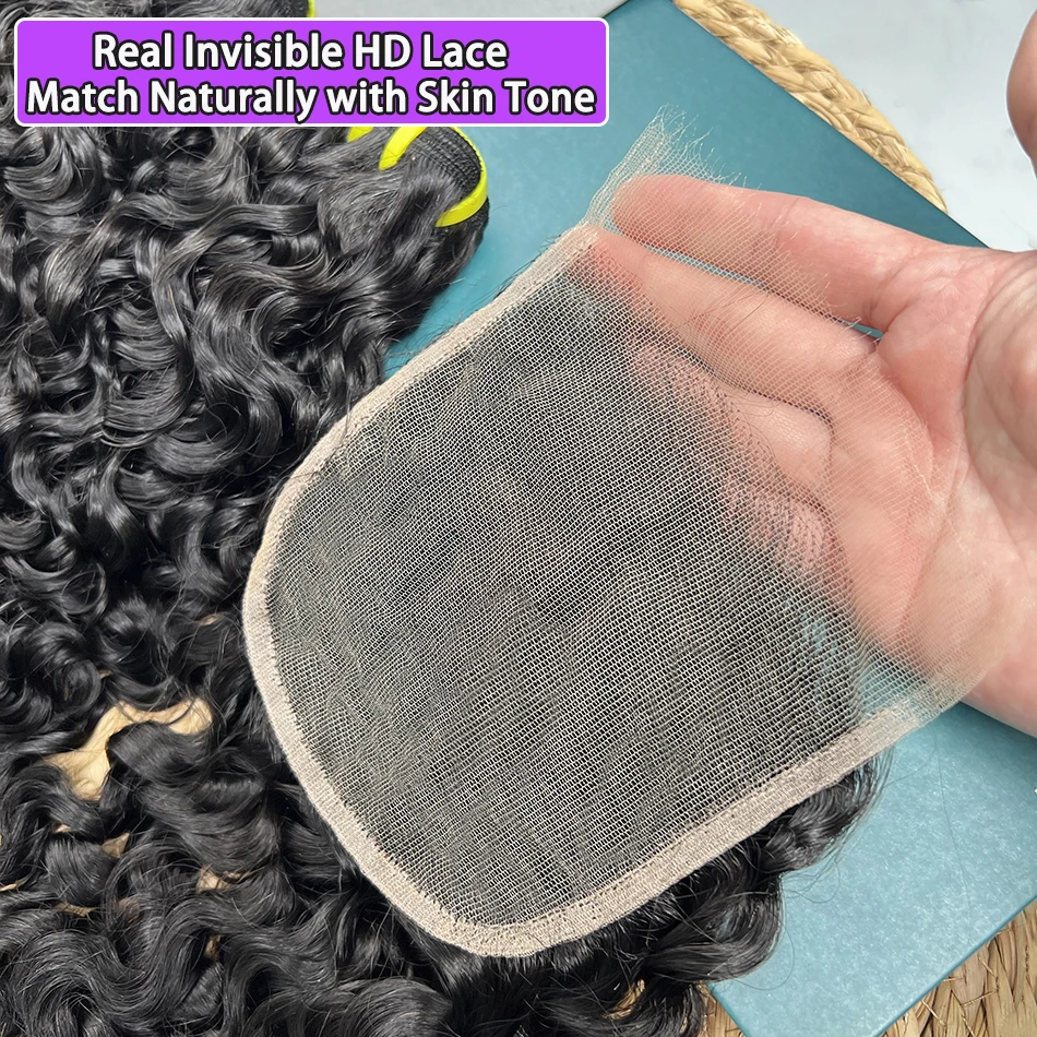 Pacotes encaracolados birmanos com fechamento de renda transparente 5x5 HD cabelo humano renda pré-selecionado # Extensões de cabelo de cor natural 1B