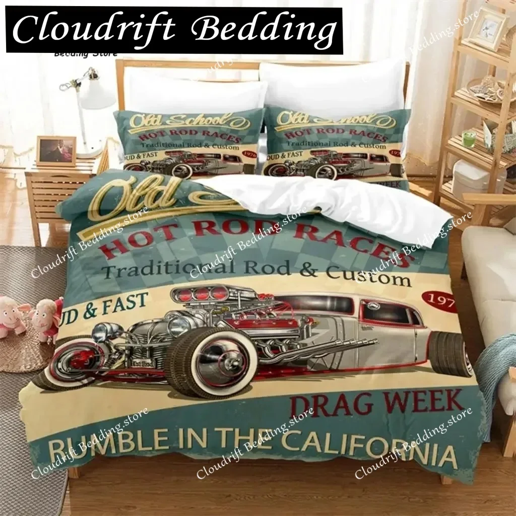 

3D Duvet Cover Set Cartoon Sports Car Bedding Set Soft Comfortable Breathable Duvet Cover Bedroom Guest Room Decor Quilt Cover