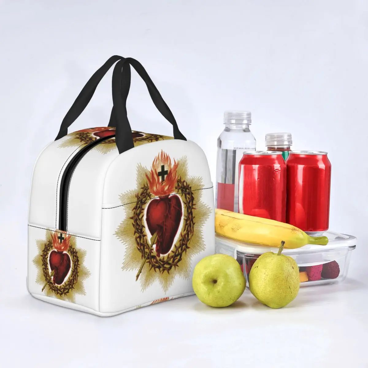 Sacred Heart Of Jesus Lunch Bag Women Catholic Christian Cooler Thermal Insulated Lunch Box for Kids School Children Food Bags