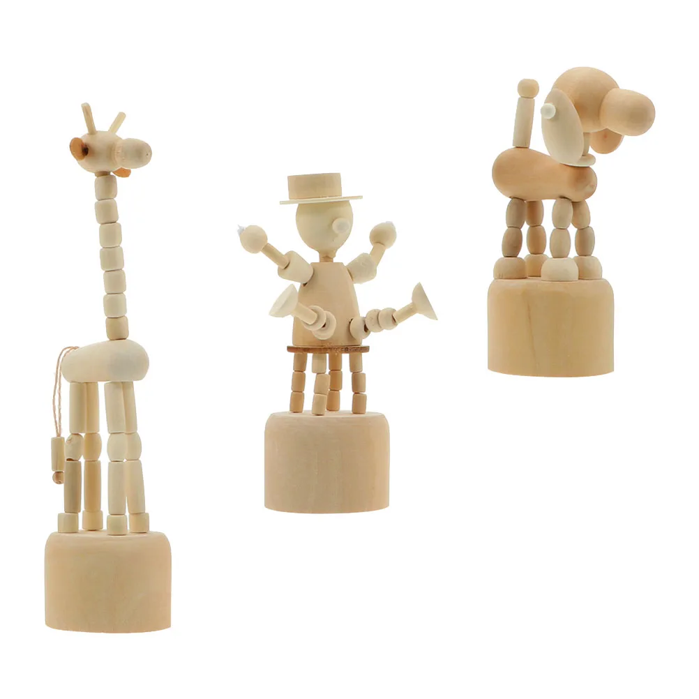 

3 Pcs Wood Animal Figurines Unfinished DIY Craft Home Decor Bedroom Living Room Wooden Toys Sewing Accessories Premium Quality