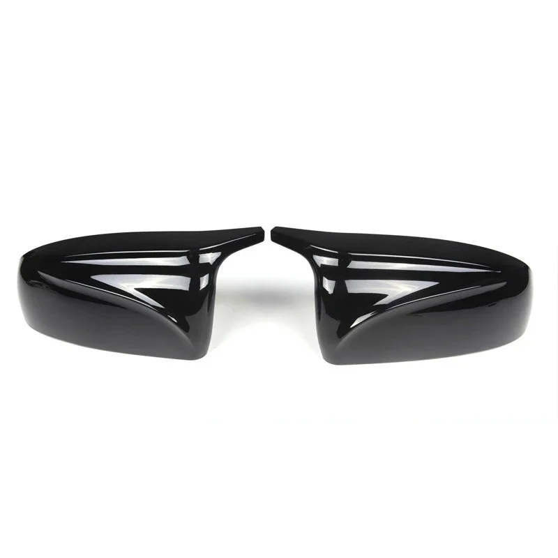 Auto Car Rear View Side Mirror Cover TrimFor BMW X5 E70 X6 E71 2008-2013 Bright black Carbon Fiber Style view 2