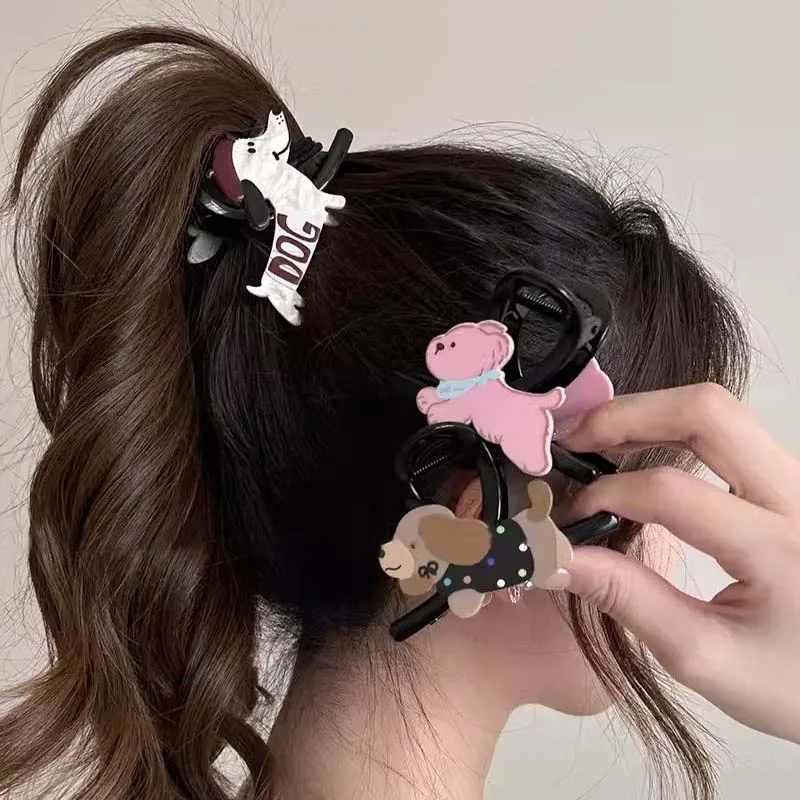 

Korean Puppy Hair Clips for Women Cute Red Hat Dog Hair Pins Exquisite Cartoon Crab Claw Clip Daily Trendy Hair Accessories 2024