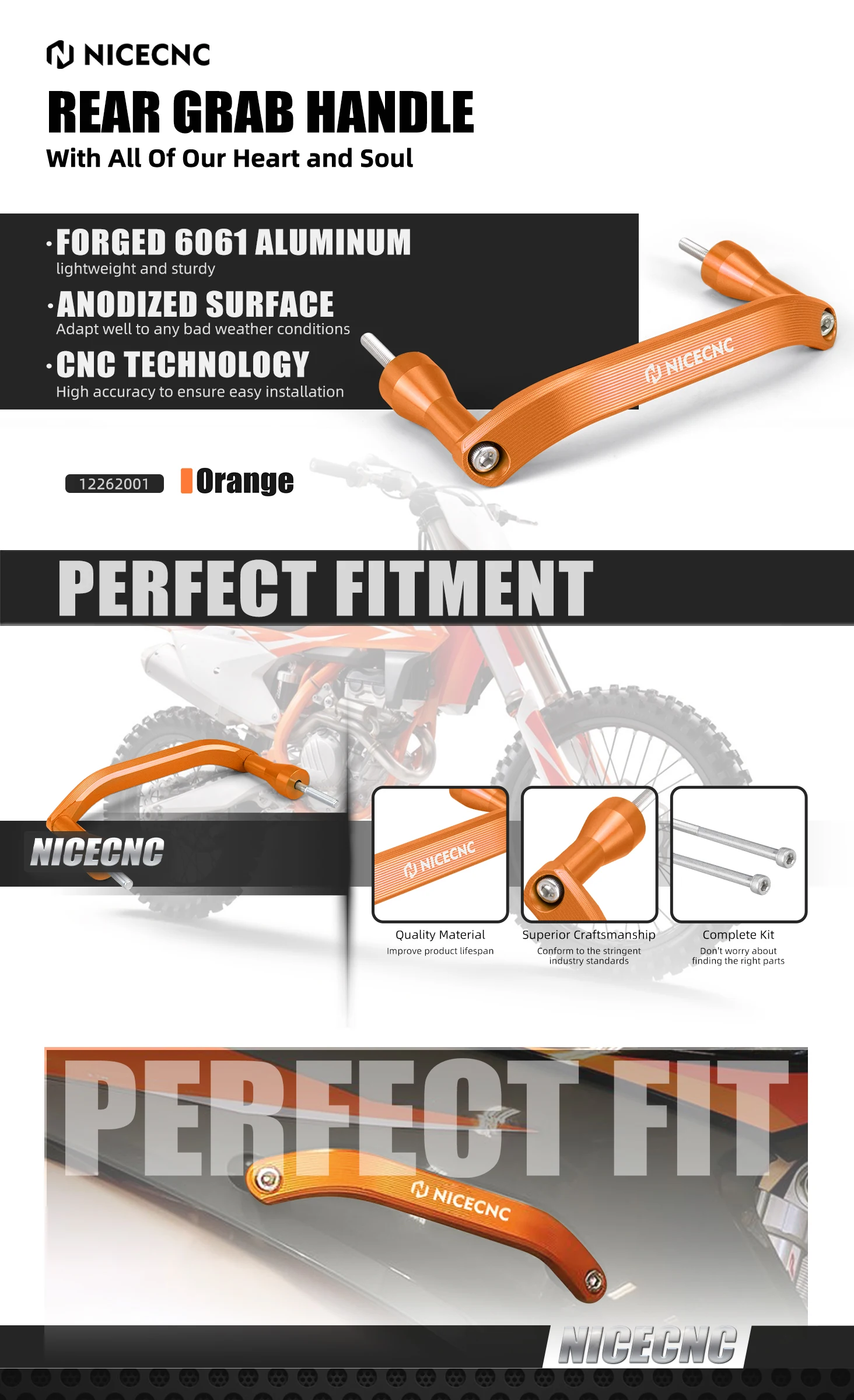 Für KTM EXC 300 TPI EXCF 350 XCW 300 Six Days 2020-2023 SX 125 SXF 250 SXF 450 XCF 350 2019-2022 Hinterer Beifahrer-Haltegriff – Detail 1