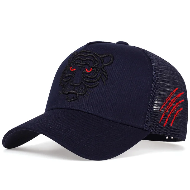 Summer Tiger Head Hat Men\'s Breathable Big Head Purse Seine Hat High Top Embroidered Baseball Cap Sunscreen Shade Cap