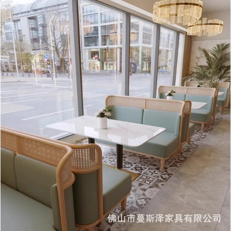 Internet celebrity milk tea shop booth sofa coffee shop western restaurant table and chair combination hamburger dessert snack b