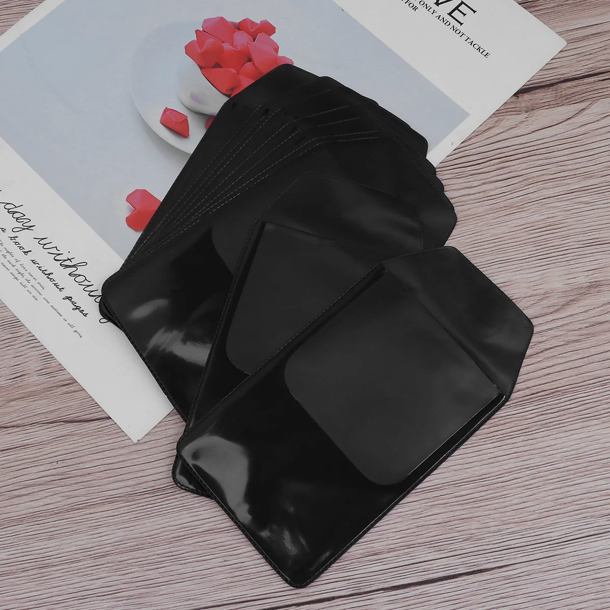 10Pcs Anti-Wear PVC Pen Protector Bag Trapezoid Shape Waterproof Pencil Case Black for Pens and Small Trinkets