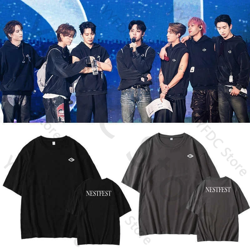 Got7 nestfest concerto camisa jackson wang mesma carta impressão camiseta kpop moda feminina verão algodão manga curta camisetas