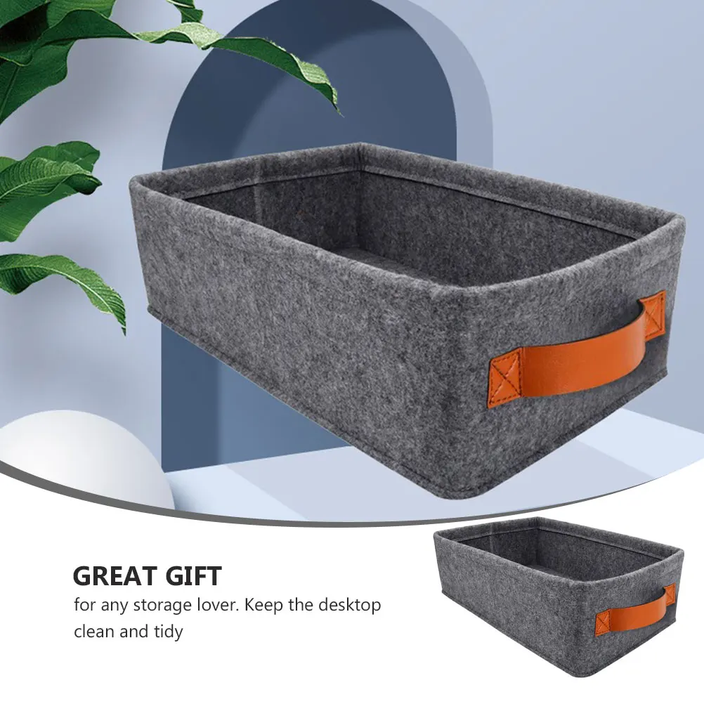 

1 pc Folding Storage Basket Rectangular Container Felt Material Large Capacity Keep Tidy Home Office Use