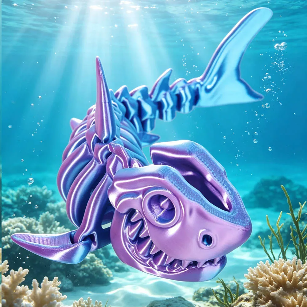 Creativity 3D Printed Shark Style Movable Doll Multi-jointed Articulated Animal Figurine Desktop Decoration Ornamental Gifts