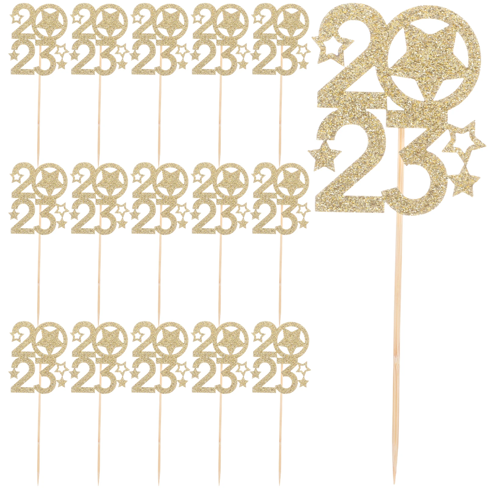 

New Year Cake Inserts 2023 Fruit Decoration Picks Birthday Party Dessert Topper Muffin Cupcake Toppers Cake nament Sweet Treats