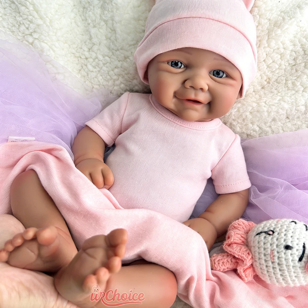 

17-дюймовая темная кожа Vivienne, силиконовая кукла Reborn для всего тела для маленьких девочек, реалистичная очаровательная кукла с видимыми венами для развивающих детских игрушек