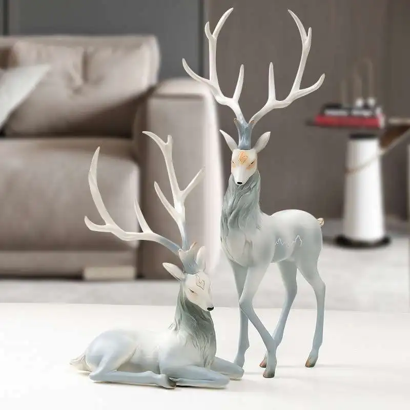 

Creative Luxury Elk Resin Handicrafts Ornaments, Home Decor Art, Entrance Hall, Living Room, Office High-End Decorations