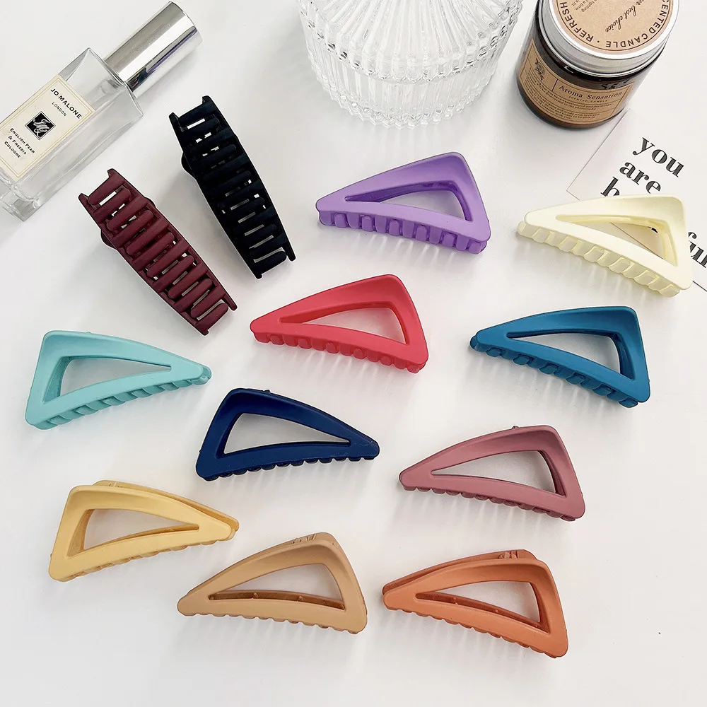 AISHG Simple Style Triangular Hair Clips Frosted Hollow Design Hairpin Women Korean Head Back Cawl Clips Girls Hair Accessories