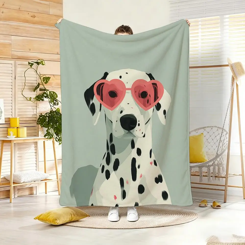 Illustration D-Dalmatian Throw Soft Warm Throw Blanket for Bedroom Living Room Bed Travel Camping Picnic Gift