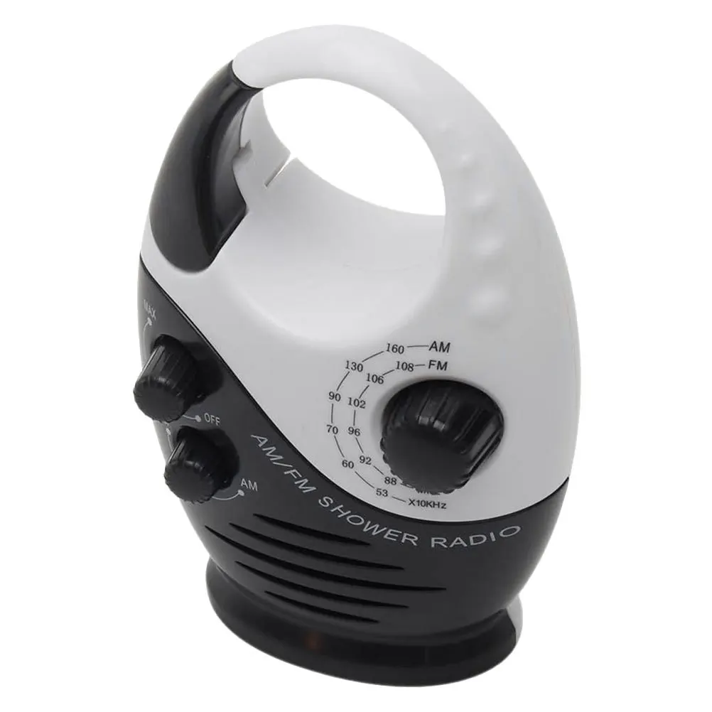 방수 샤워 라디오 AM FM 전원 휴대용 스피커 후크 핸들 샤워룸 욕실 음악 플레이어 캠핑 라디오
