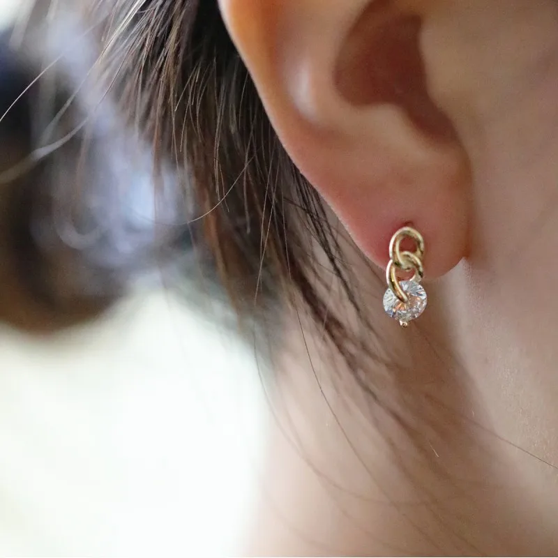 925 Sterling Silver Fashionable Chain Delicate Zircon Earrings for Women High Quality Simple Party Jewelry