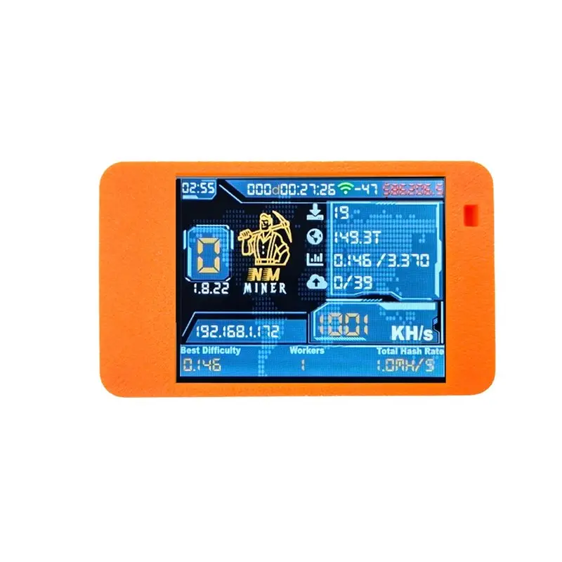 

Криптомайнер Nmminernerd BTC Solo Miner 1000KH/S с цветным дисплеем 2,8 дюйма для домашнего использования (лотерейный майнер)