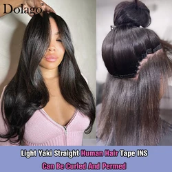 Tape In Hair Extensions Human Hair For Black Women Light Yaki Straight Bundles Tape Ins Raw Microlinks Human Hair Extensions