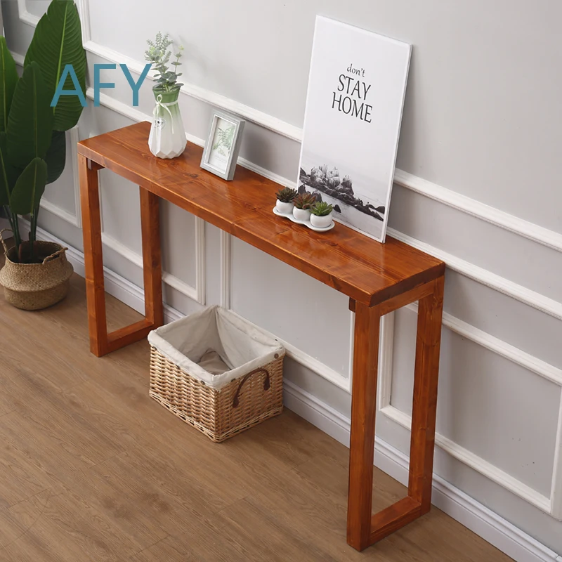 New Chinese Style Solid Wood Entryway Table for Narrow Hallway Console Wall Mounted Sideboard Minimalist Foyer Altar Stand