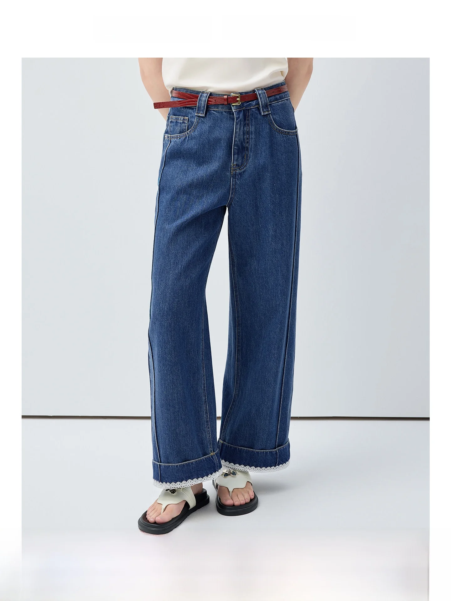 

High Waist Wide Leg Jeans Commute Slimming Straight Cut plus Size Women's Summer Breathable Comfortable Sweet Style Jeans