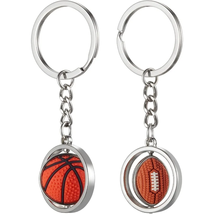

Keychains 3D rotating basketball keychain keychain Metal Sports Keychain Rotating Basketball Keyring Key 2 pcs
