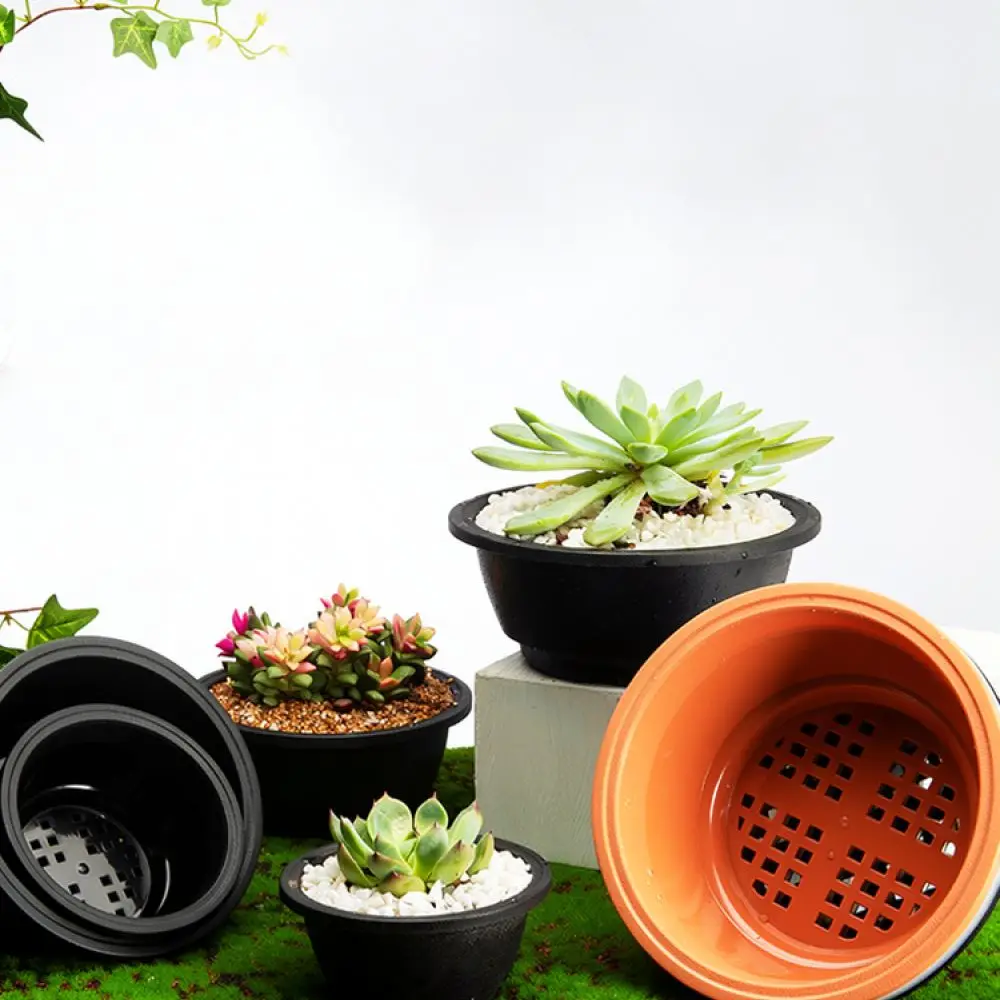 Modern Round Plastic Succulent Pot Minimalist Style Nursery Container Decorative Flower Planter For Indoor Balcony Use