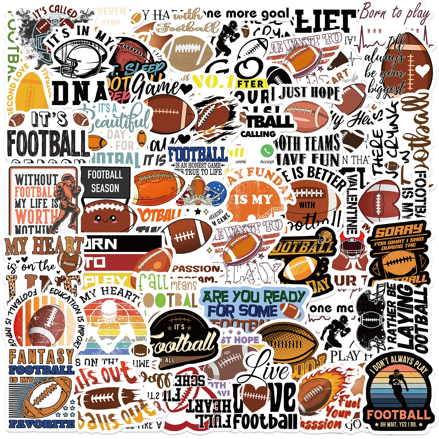 50PCS Cartoon Football Stickers Sports Graffiti Decals for DIY Skateboard Guitar Laptop Luggage Sticker Toys