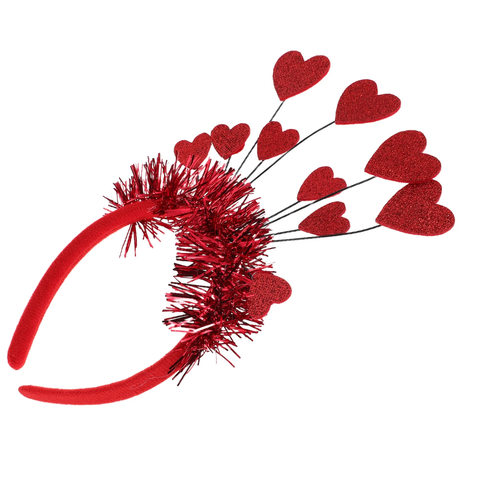 

Red Heart Headband Shaped Hair Hoop Sequin Tinsel Head Boppers Wedding Party Valentines Day Decorative Headwear