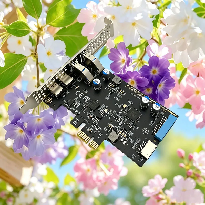 NEW PCI-E To Type-Cx2+ Type-Ax2+ Type-E+ 19Pin IDC Expansion Card PCIE USB3.0 Type-C Adapter Interface Card 5Gbps NEC720201 Chip